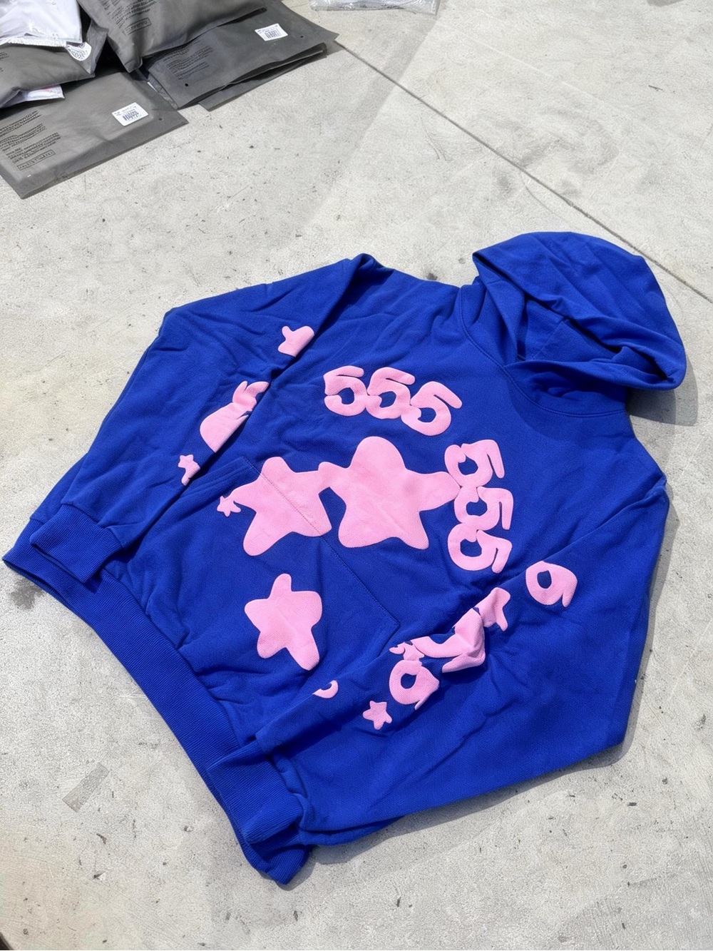 Spider Sp5der Blue Pink 555 Hoodie